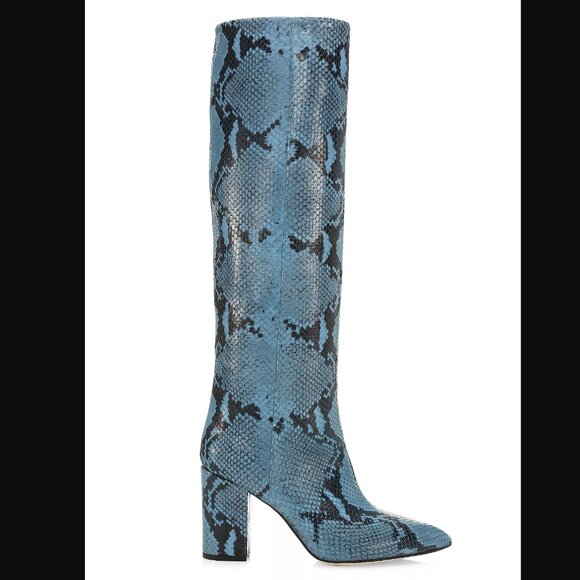 Paris Texas Blue Snakeskin Heeled Boots - Picture 2 of 16